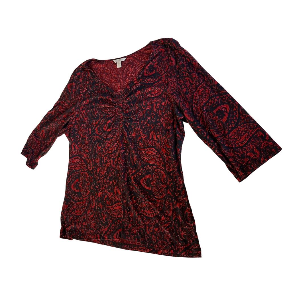 Red Black Lace Ruched Bust Top Plus Sz 2x Whimsygoth Fairy Grunge Punk Y2K